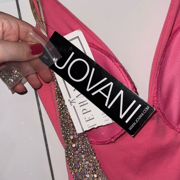 NWT Jovani Hot Pink Backless V Neck Gown 07297 - Picture 5 of 6